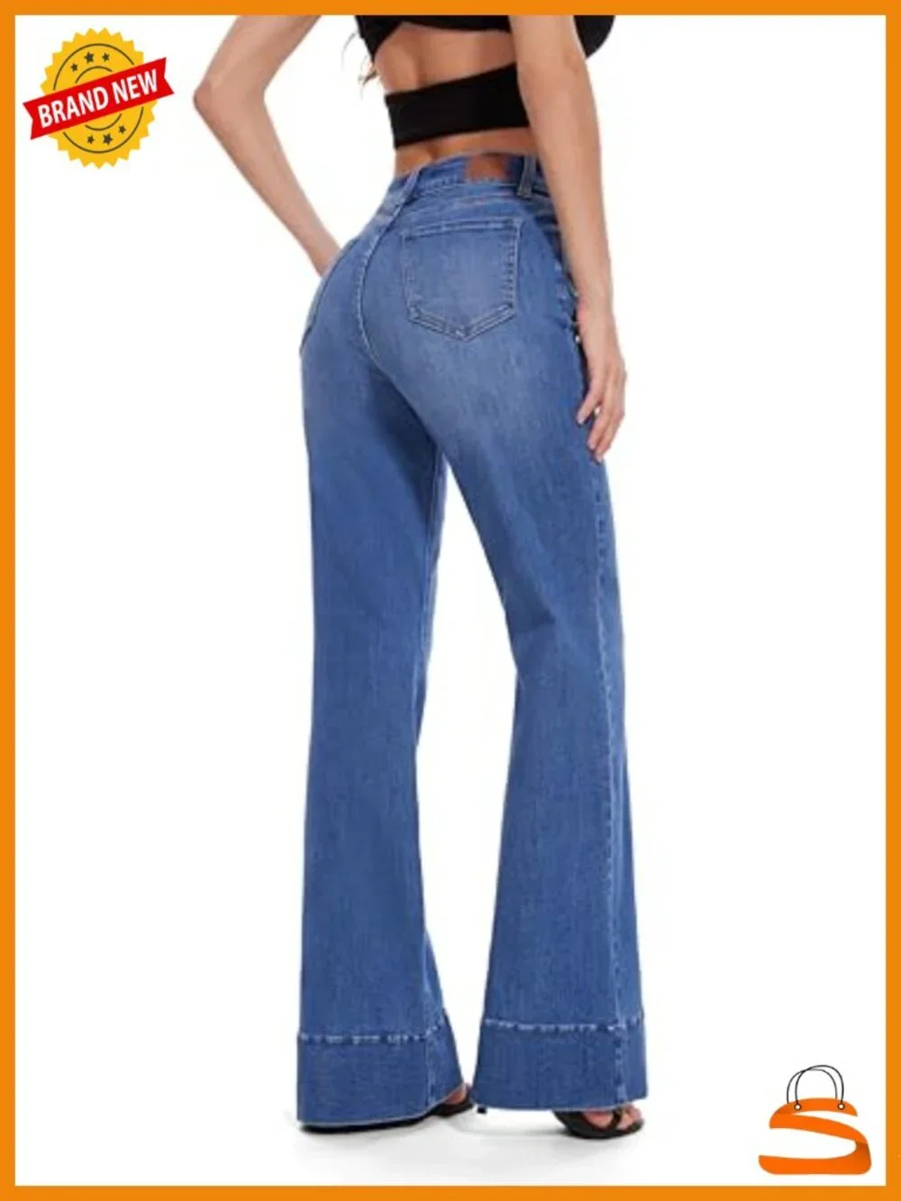High Waist Flare Bell Bottom Wide Leg Stretch Denim Jeans